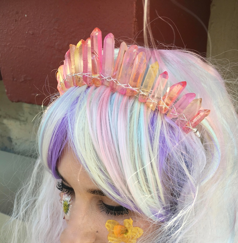 Tiara Mermaid Crown Crown The Pink Lemonade Birthday Festival Quartz Crown Pink /& Orange Crystal Quartz Crown Prom Sweet 16