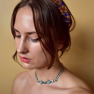 Imperial Blue Jasper Stone Halo Crown, Festival Headband, Costume Headpiece image 7