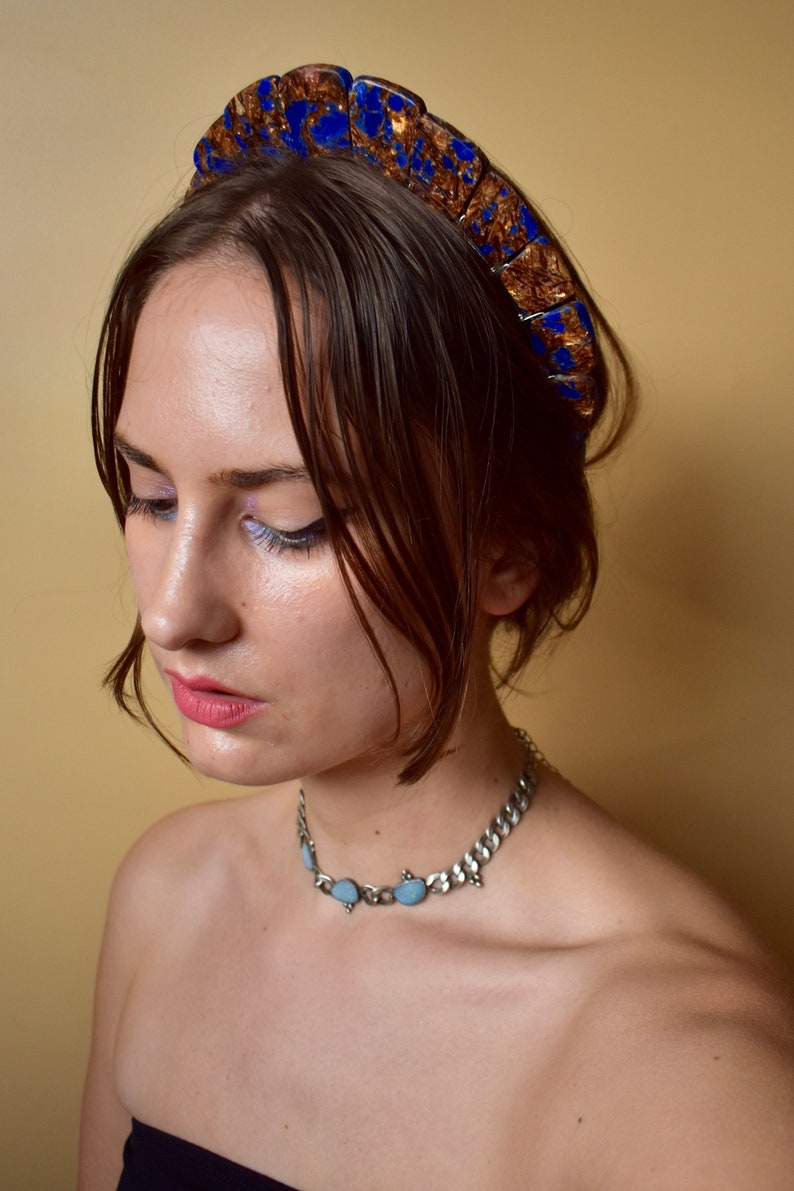 Imperial Blue Jasper Stone Halo Crown, Festival Headband, Costume Headpiece image 7