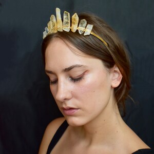 La couronne de citrine, mariage diadème jaune et orange, casque de mariée hippie, or, bandeau de pierres précieuses naturelles image 5