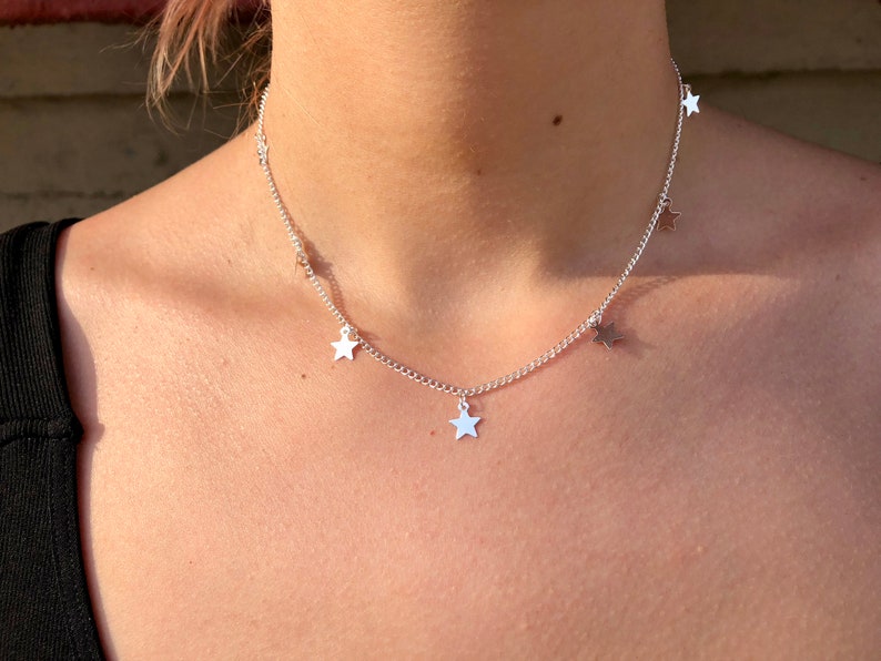 Layering Gold, Silver & Black Star Choker, Minimal Necklace, Dainty Celestial Choker, Handmade in the USA image 7