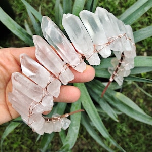 The Princess Mononoke Crown Angel Aura Raw Crystal Quartz Crown White Quartz, Bridal, Boho, Princess, Cosplay, Bridal, Bride, Wedding Matte Natural