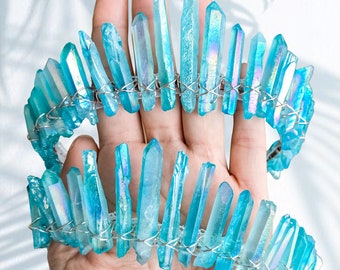 The Oceane [Raw Pastel Blue Crystal Quartz Tiara / Crown], blue Mermaid Crown, blue crystal crown, blue tiara, blue crown, mermaid tiara