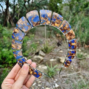 Imperial Blue Jasper Stone Halo Crown, Festival Headband, Costume Headpiece image 3