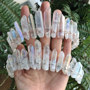 The Nomi Mermaid Crown Polished Angel Aura Tall Clear Crystal Quartz Crown / Tiara Bridal Headpiece, Meditation Crown, Iridescent Crown image 6