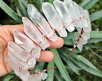 Crystal Crown Clear Raw Matte Quartz Tiara White Quartz crown, Quartz Wedding Crown, Quartz bridal tiara, Light Worker Witch, Boho crown