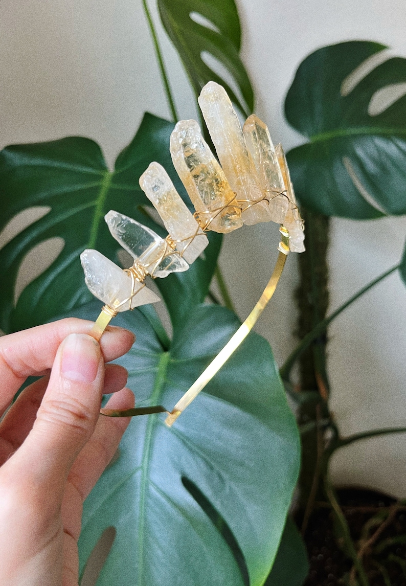 La couronne de citrine, mariage diadème jaune et orange, casque de mariée hippie, or, bandeau de pierres précieuses naturelles image 3