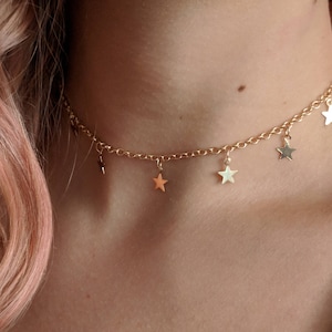 Star Choker, Silver Star Choker, Rose Gold Star Choker, Black Star Choker, Delicate star choker, minimal star choker, layering choker image 2