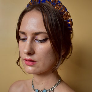 Imperial Blue Jasper Stone Halo Crown, Festival Headband, Costume Headpiece image 9
