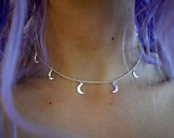 Crescent Moon Choker, Black Jewelry, Festival Jewelry, black moon choker, gold moon choker, moon necklace, moons choker, moon jewelry
