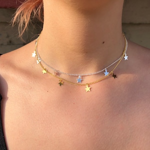 Layering Gold, Silver & Black Star Choker, Minimal Necklace, Dainty Celestial Choker, Handmade in the USA image 6