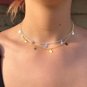 Star Choker, Silver Star Choker, Rose Gold Star Choker, Black Star Choker, Delicate star choker, minimal star choker, layering choker image 1