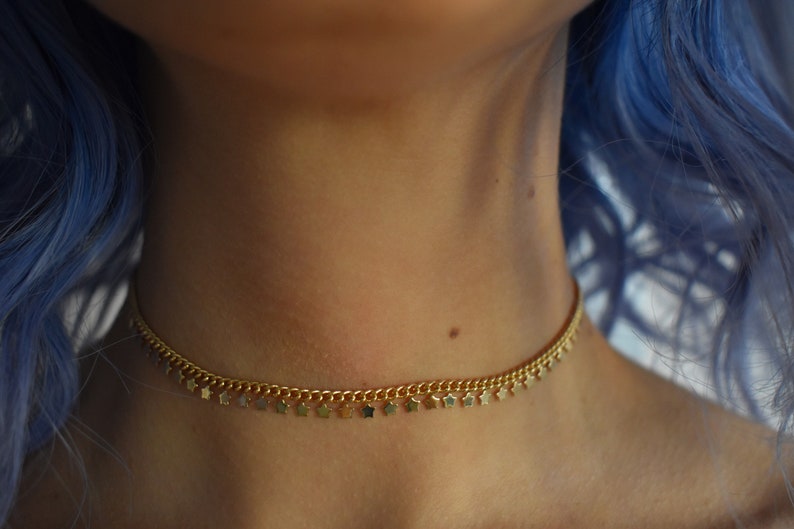 Gold Star Choker, Jewelry, Dainty, Delicate, Spring Birthday Gift for Her, Boho, Minimal, Constellation, Star Pendant, Star Necklace, Witch image 3