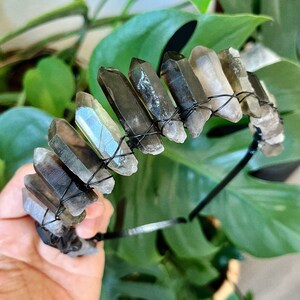 Smoky Quartz Crown, Smoky Quartz Tiara, Black Crystal Crown, Black Quartz Crown, Black Quartz Tiara, Black Crystal Tiara, Witch Headband image 1