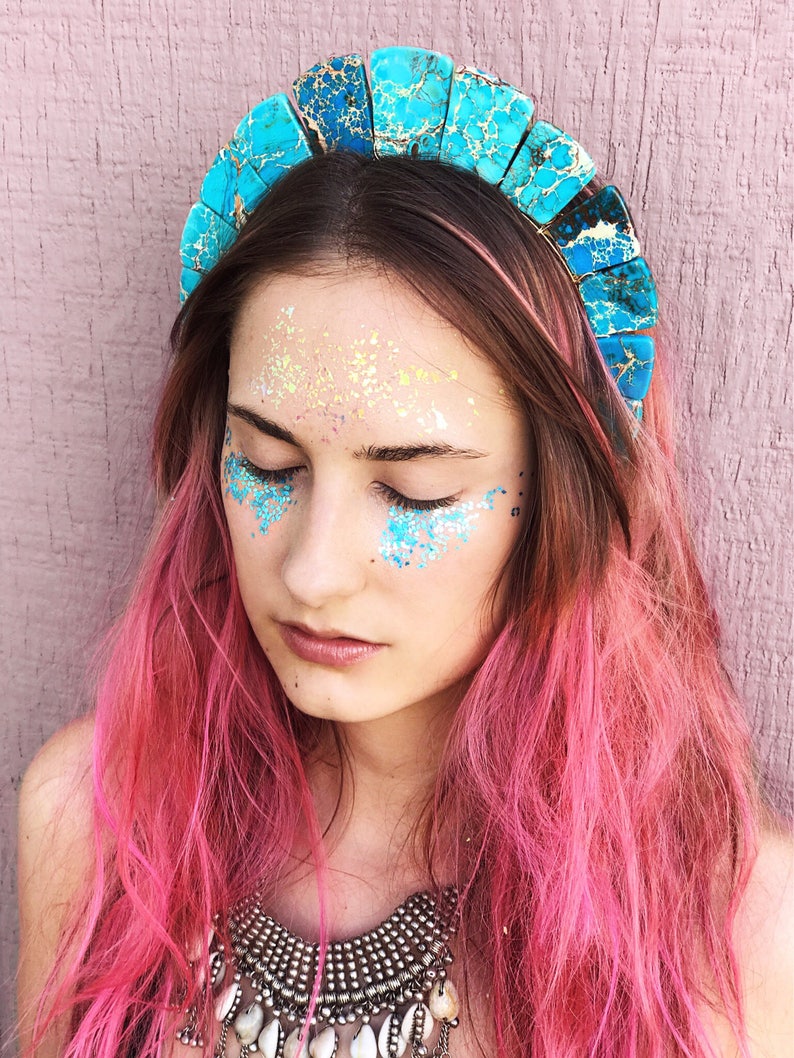 The Tulum Turquoise Halo Crown Sea Sediment Crown Festival Headpiece, Burlesque, Festival, Statue of Liberty, Mermaid, Lady Liberty image 7