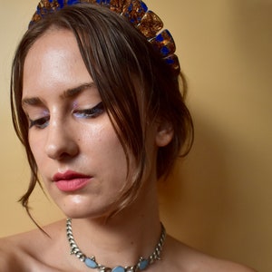 Imperial Blue Jasper Stone Halo Crown, Festival Headband, Costume Headpiece image 5