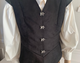 Mens Vintage Suede Jerkin Sleeveless Lace Up Waistcoat Knight Leather Armor Pirate Tunic
