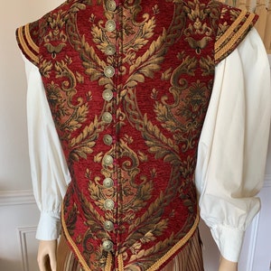 New Adult Renaissance Medieval Tudor Elizabethan Pirate Colonial Brocade Jerkin Vest - More Colors