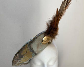 Novo chapéu/boné de brocado feminino, inspirado no Renascimento, na Idade Média, na era elisabetana e na era vitoriana.