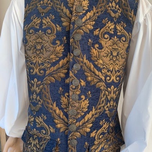 Men&#39;s Renaissance Medieval colonial Elizabethan Revolutionary buccaneer brocade vest jerkin coat doublet costume - more colors available