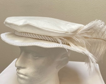 A new adult Renaissance Medieval Tudor Elizabethan white suede colonial soft brim muffin poet floppy hat costume Cosplay