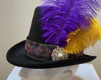 Neue Erwachsene schwarzer Filz Renaissance Mittelalter Tudor Viktorian Kutscher hoch Topper Zylinder Hut Fedora Kappe Kostüm Cosplay Größe Large-X Large