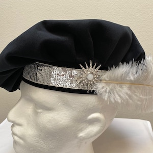 New adult Renaissance Medieval Tudor Elizabethan black velveteen muffin floppy poet colonial pirate hat costume cosplay size large