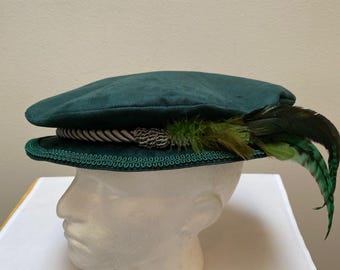 Adult Renaissance Medieval Elizabethan Victorian Revolutionary green suede colonial floppy poet muffin brim hat costume Cosplay