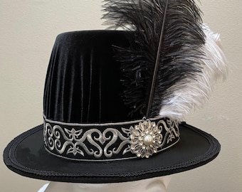 Novo adulto renascentista medieval tudor elizabetano veludo preto masculino chapéu de aba alta fantasia cosplay tamanho grande x grande