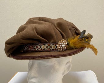 Novo adulto renascentista medieval elizabetano colonial marrom camurça pano aba macia chapéu flexível fantasia cosplay