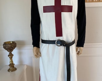 New adult Medieval Renaissance Tudor Lion heart King knight burgundy suede tunic tabard robe costume Cosplay size large