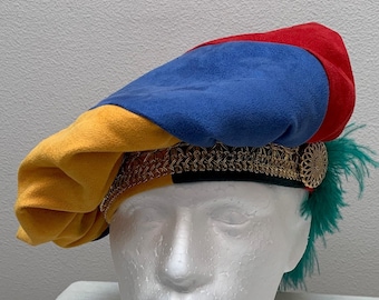 New adult Renaissance Medieval Tudor Elizabethan jester clown muffin poet floppy hat