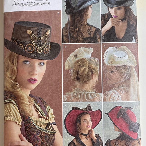 New uncut Simplicity 8361 adult Renaissance Victorian Steampunck bridal tall hat cap top hat costume sewing pattern Cosplay