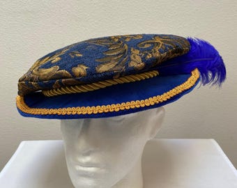 New adult Renaissance Medieval Tudor blue soft brim muffin poet floppy hat costume Cosplay