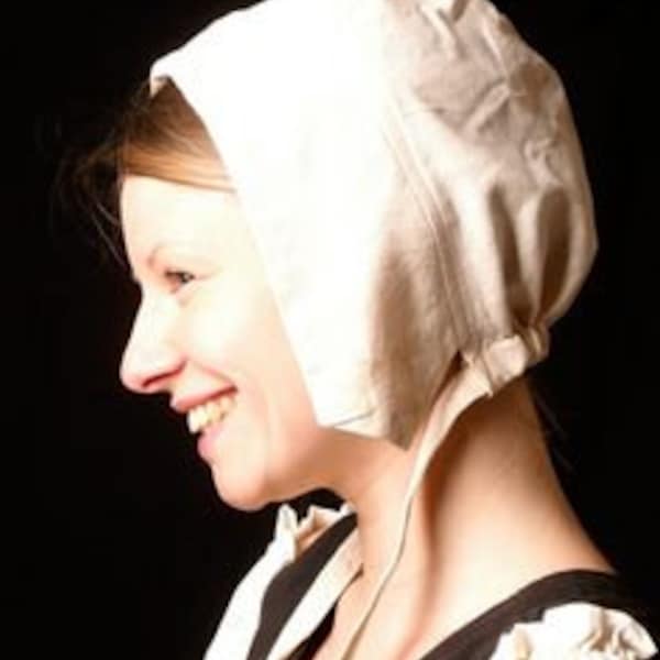 New adult Renaissance Medieval Victorian Elizabethan Revolutionary colonial Pilgram peasant linen hat cap coif costume cosplay