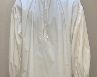 Camisa branca masculina nova, estilo renascentista, medieval, elisabetana, colonial, para cosplay de pirata ou realeza, tamanho médio.