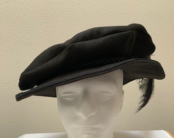 New Black suede Renaissance Medieval Tudor Elizabethan soft brim Floppy Muffin poet colonial Hat Cap Costume cosplay