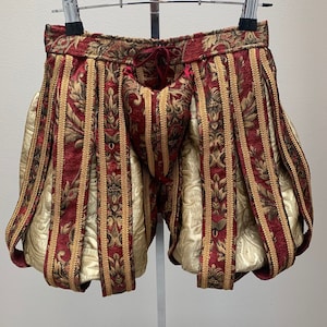 Authentic Renaissance Medieval Tudor Elizabethan King Royal Brocade Paned Slops, Pants, with Removable Codpiece - more colors - Made in USA