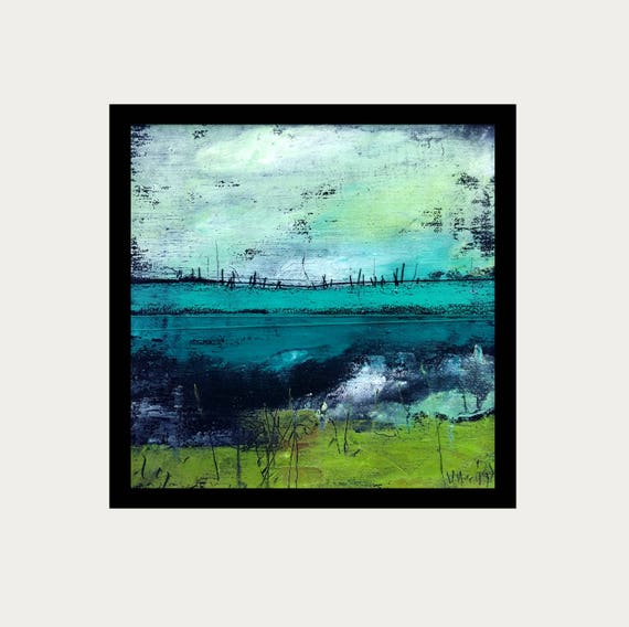 Original Abstract Oil Painting - 20x20 painting (20x20 cm - 8x8 inch) Oil on canvas combined with artistic textile