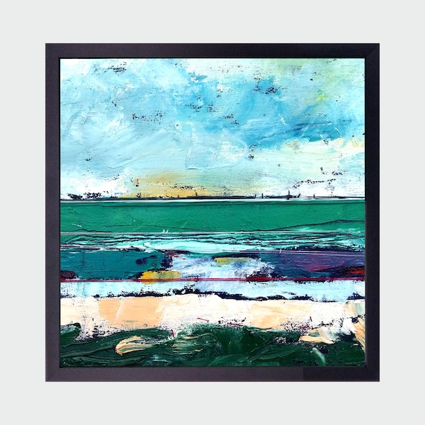 Original Abstract Oil Painting - 25x25 painting (25x25 cm - 10x10 inch)   Oil on canvas combined with artistic textile