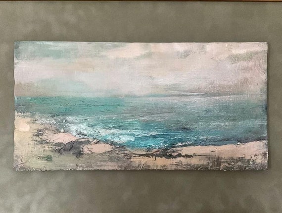 oil on canvas Landscape 20x40 cm app. 8" x 16" framed