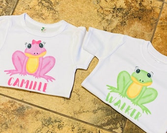 Personalized frog shirt-boy frog shirt-girl frog shirt-kids summer shirt