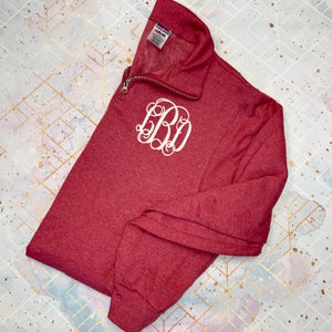 Quarter Zip Monogrammed Sweatshirt, 1/4 Zip Monogram Pullover Sweater, Gift for Her image 1