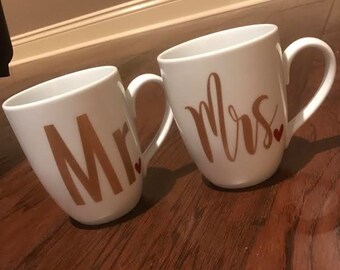 Mr. and Mrs. Coffee Mugs, Mr. and Mrs. Mugs, Wedding Gift, Wedding Present, Bride and Groom Gift, Bridal Shower Gift, Mrs Mug, Mr Mug