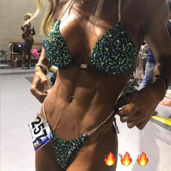 Competition Bikini Set - Rhinestone Fitness - NPC - IFBB - WBFF - Figure Competition Suit - Posing Suit - Sw Bodybuilding