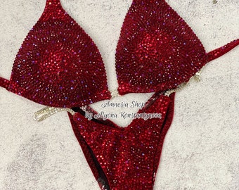 Pomegranate Fitness Bikini, Competition Set, Figure Bikini, Bikini Suit, Competition Bikini, Wellness Fitness Competition Bikini, NPC, IFBB