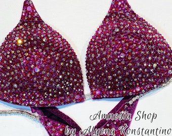 Fuchsia Competition Bikini Suit, Competition Set, Figure Bikini, Posing Competition Bikini, Wellness Competition Bikini, NPC, IFBB, WBFF