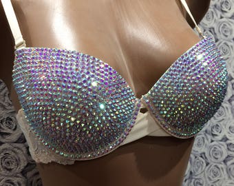 Soutien-gorge sexy, Strass de soutien-gorge, soutien-gorge blanc, soutien-gorge rave, soutien-gorge de fête, soutien-gorge pour femmes sexy, soutien-gorge Bustier, vêtements de strip-teaseuse, vêtements sexy, vêtements de danse, costume sexy