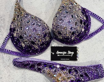 Royal Violet Galaxy Bikini - NPC - IFBB - WBFF - Figure Suit - Rhinestones Bikini Set - Wellness Bikini - Fitness Bikini