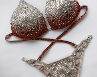 Beige Bodybuilding Bikini Set, Competition Set, Figure Bikini, Bikini Suit, Competition Bikini, Sexy Set, Swimsuit